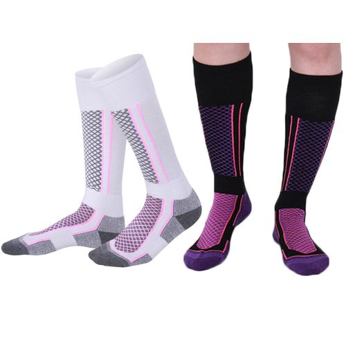 2 Paires De Chaussettes De Ski Pour Femmes, Chaussettes Chaudes D'hiver, Bas De Sport En Plein Air