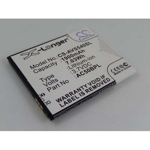 Vhbw Batterie Remplacement Pour Archos Ac50bpl Pour Smartphone (1900mah, 3,7v, Li-Ion)