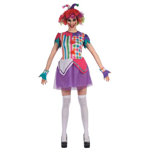 Déguisement Arlequin Pompons Colorés Femme - Taille: Small