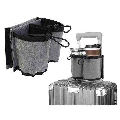 Porte-gobelet de voyage pour bagages, poignées de valise, sac de transport de gobelets, caddie à boissons gris