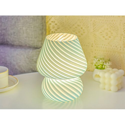 Lampe Champignon En Verre, Lampe De Chevet, Bureau, Veilleuse À Intensité Variable, Décoration D'intérieur, Bleu