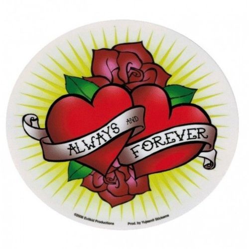 Sticker Always And Forever Roses Coeur Tattoo Autocollant Ja143