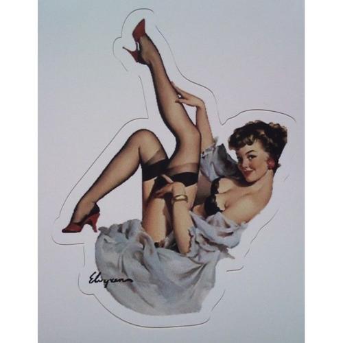 Mini Sticker Pin Up Jambe En L Air Style Retro Annee 50