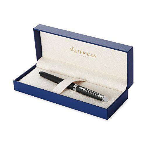 Waterman Hémisphère Mat Noir Attributs Chromés Stylo Plume Pointe Fine - Dans Son Écrin