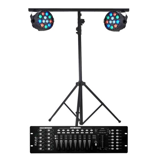 PROJECTEURS IBIZA A LED Pack Light 2 PAR MINI RGBW Contrôleur DMX+ Portique
