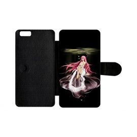 Etui A Rabat - Manga Fille Cheveux Rose - Compatible Avec Apple Iphone 6 Plus - Plastique - Bord Noir