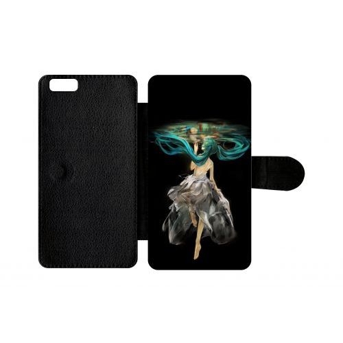 Etui A Rabat - Manga Fille Cheveux Bleu - Compatible Avec Apple Iphone 6 Plus - Plastique - Bord Noir
