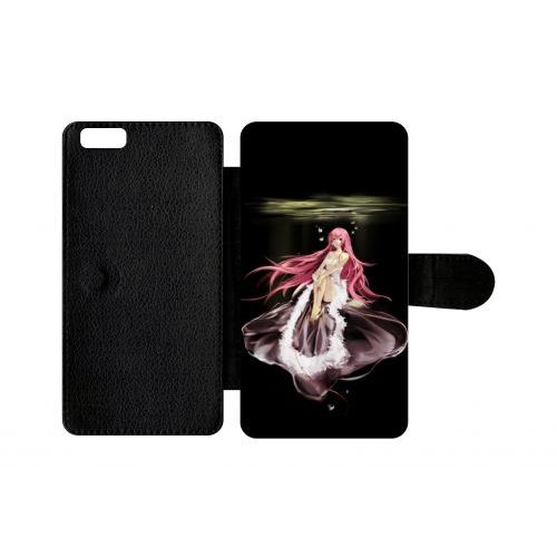 Etui A Rabat - Manga Fille Cheveux Rose - Compatible Avec Apple Iphone 6s Plus - Plastique - Bord Noir