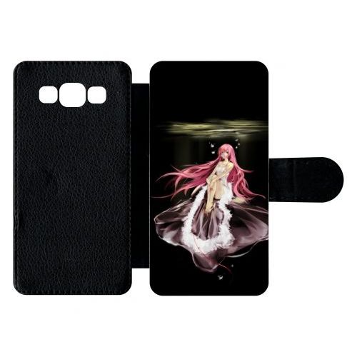 Etui À Rabat Galaxy A5 (2015) - Manga Fille Cheveux Rose - Simili-Cuir - Noir