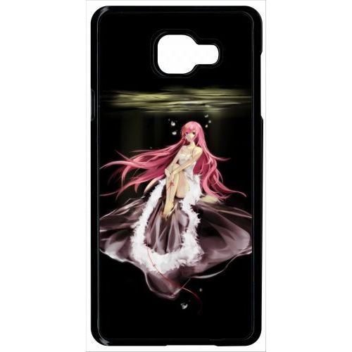 Coque Pour Smartphone - Manga Fille Cheveux Rose - Compatible Avec Samsung Galaxy A7 (2016) - Plastique - Bord Noir