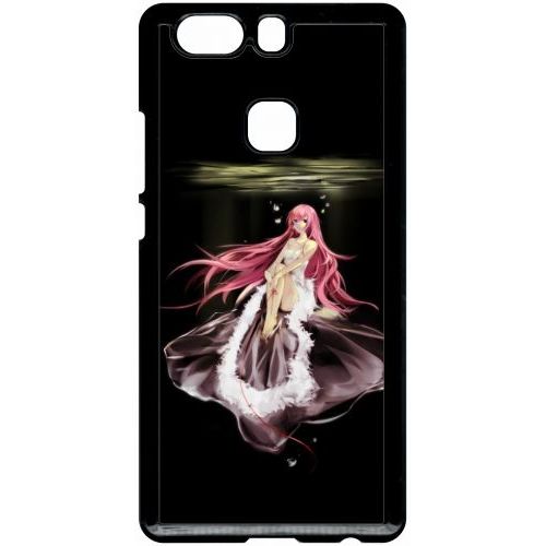 Coque Pour Smartphone - Manga Fille Cheveux Rose - Compatible Avec Huawei P9 Plus - Plastique - Bord Noir