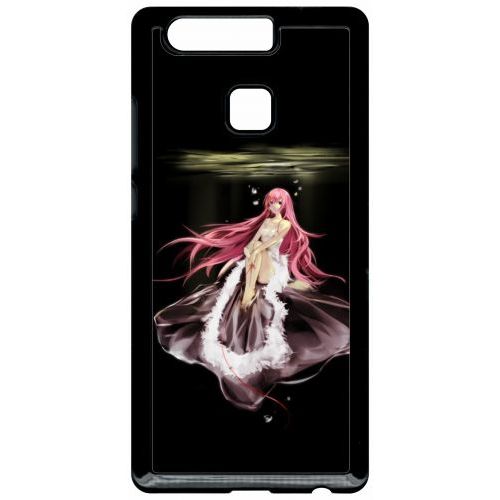 Coque Pour Smartphone - Manga Fille Cheveux Rose - Compatible Avec Huawei P9 - Plastique - Bord Noir