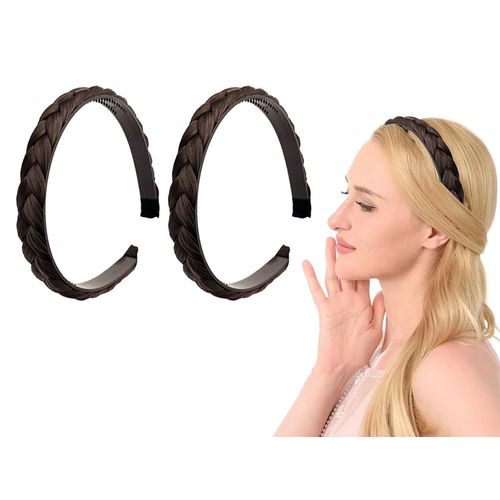 Pièces Bande De Cheveux Tressée Cheveux Bandeau Tressé Accessoires De Cheveux - Marron Foncé