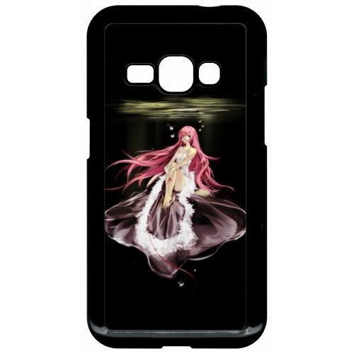 Coque Pour Smartphone - Manga Fille Cheveux Rose - Compatible Avec Samsung Galaxy J1 (2016) - Plastique - Bord Noir