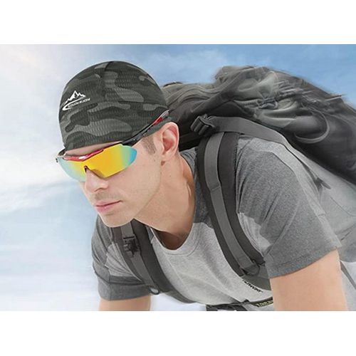 2x Casquette Crâne Doublure De Casque Bonnet Course Cyclisme Chapeaux De Refroidissement Noir Camouflage Vert