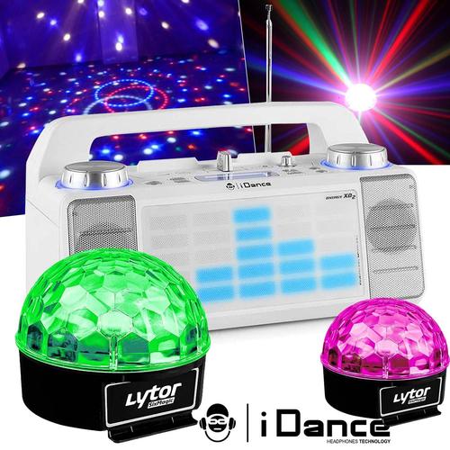 DANCE XD2 Enceinte 50W à LEDs Bleu AUX/FM/USB Bluetooth + Jeux de lumières Sixmagic