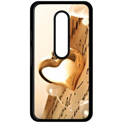 Coque Pour Smartphone - Coeur D'or Sur Livre - Compatible Avec Motorola Moto G (3rd Gen) - Plastique - Bord Noir