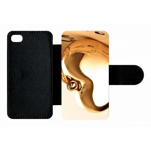 Etui A Rabat - Coeur D'or Sur Livre - Compatible Avec Apple Iphone 4s - Plastique - Bord Noir