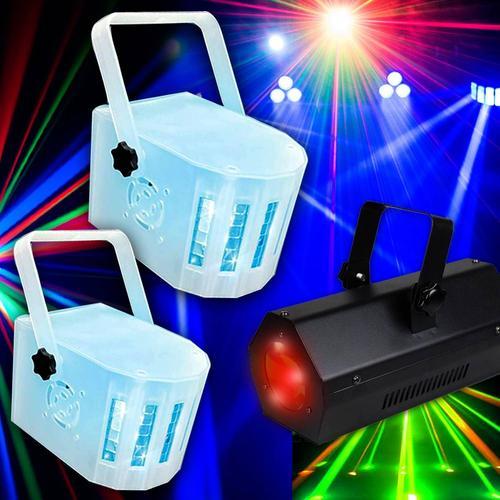 PACK DJ Light EFFET 56 LEDS RVAB JEUX DE LUMIÈRE LED + 2 DERBY RGBW + 1 GOBO FLOWER