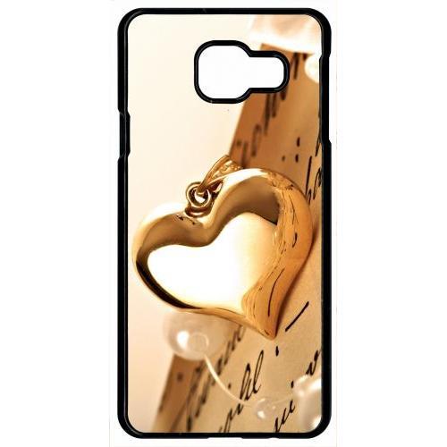 Coque Pour Smartphone - Coeur D'or Sur Livre - Compatible Avec Samsung Galaxy A9 (2016) - Plastique - Bord Noir