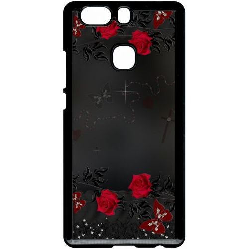 Coque Pour Smartphone - Roses Gothic Chapelet - Compatible Avec Huawei P9 Plus - Plastique - Bord Noir