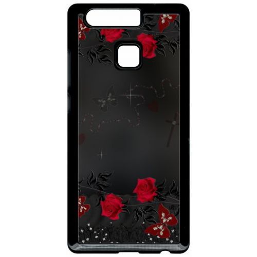 Coque Pour Smartphone - Roses Gothic Chapelet - Compatible Avec Huawei P9 - Plastique - Bord Noir