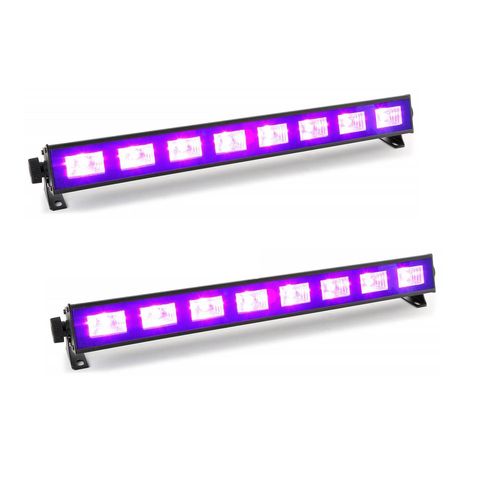 Pack 2 Barres à LED FLUO UV 9x1W se reflète sur tissus blanc