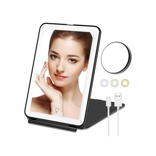 Miroir Cosmétique De Miroir De Maquillage D'écran Tactile D'usb Avec Le Noir Grossissant 10x 