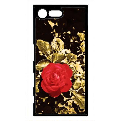 Coque Xperia X Compact - Rose Et Feuille D'or - Noir