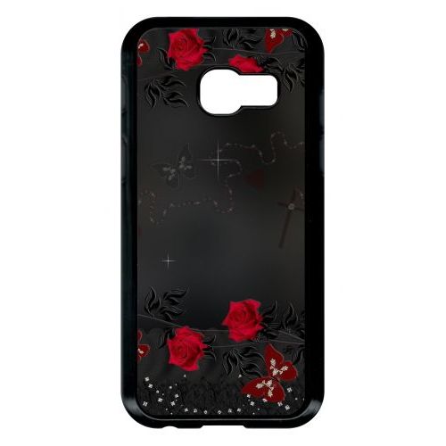 Coque Pour Smartphone - Roses Gothic Chapelet - Compatible Avec Samsung Galaxy A3 (2017) - Plastique - Bord Noir