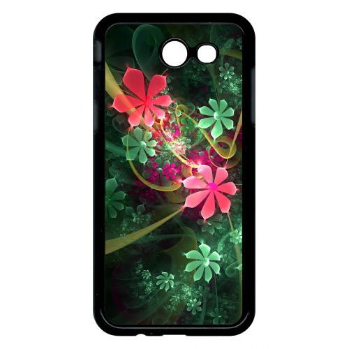 Coque Pour Smartphone - Abstrait Fleur Verte - Compatible Avec Samsung Galaxy J3 (2017) - Plastique - Bord Noir