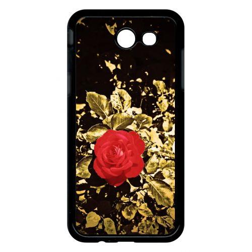 Coque Pour Smartphone - Rose Et Feuille D'or - Compatible Avec Samsung Galaxy J3 (2017) - Plastique - Bord Noir