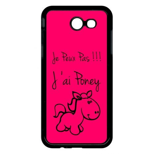 Coque Pour Smartphone - Citation Poney Rose - Compatible Avec Samsung Galaxy J3 (2017) - Plastique - Bord Noir