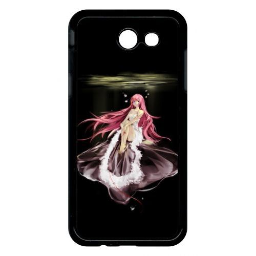 Coque Pour Smartphone - Manga Fille Cheveux Rose - Compatible Avec Samsung Galaxy J3 (2017) - Plastique - Bord Noir