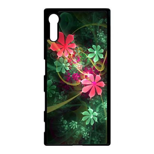 Coque Xperia Xz - Abstrait Fleur Verte - Noir