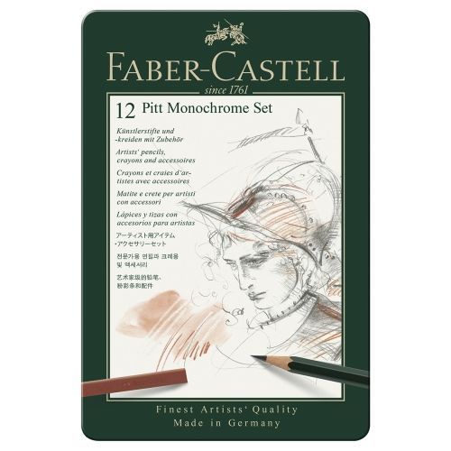 Set Pitt Monochrome Pro 12 Pièces Boite Métal Faber Castell
