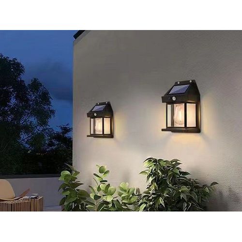 Pièces Led Applique Murale Solaire Capteur De Mouvement Lumière Extérieure Lampe De Jardin Noir