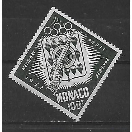 Monaco Poste Aerienne 1953 : Jeux Olympiques D'helsinki  : Tir - Timbre 100 F. Vert Foncé Oblitéré Cote 19 