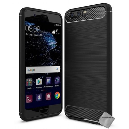 Housse Etui Coque Silicone Gel Carbone Pour Huawei P10 + Film Ecran - Noir