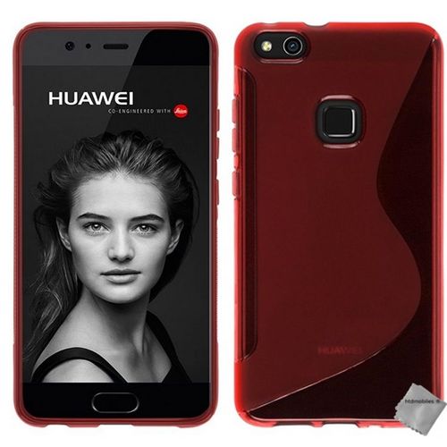 Housse Etui Coque Pochette Silicone Gel Fine Pour Huawei P10 Lite + Film Ecran - Rouge