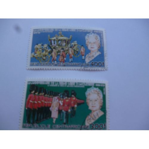 Timbre République Centrafricaine:85ème Anniversaire De La Reine Mère 1999-1985.