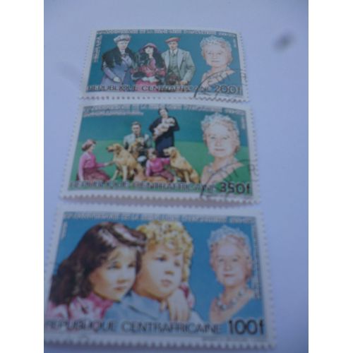 Lot De Timbres  République Centrafricaine :85 Ème Anniversaire De La Reine Mère 1900-1985.