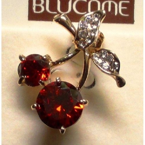 Broche Cerise Strass Rouge Blanc Pin Up Rockabilly Retro