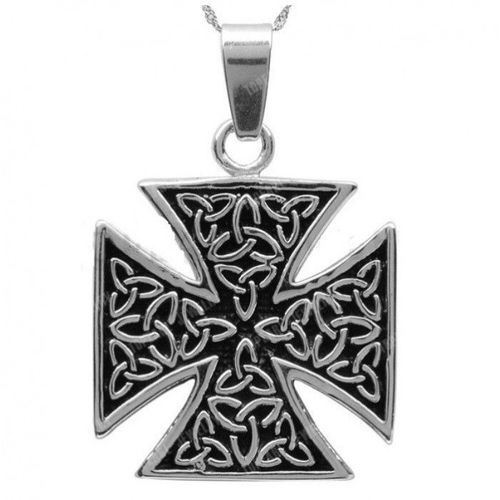 Pendentif Inox Grosse Croix Malte Strié Celtic Homme Femme