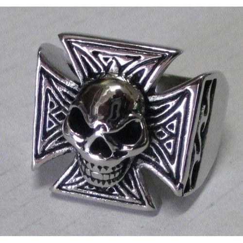 Chevaliere Croix De Malte Crane En Relief 9us Inox Bague Homme