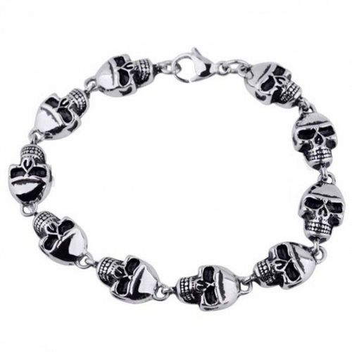 Bracelet Petit Crane Inox Teted E Mort Homme Femme Biker