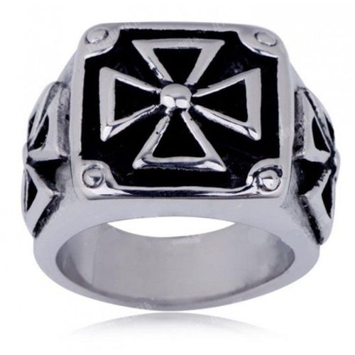 Chevaliere 3 Croix De Malte Noir Inox Chevaliere Homme Biker