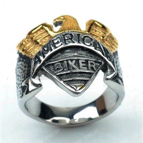 Chevaliere American Biker 9us En Inox Bague Aigle Homme Rock