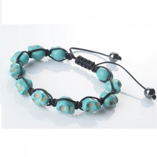 Bracelet Crane Turquoise Bleu Tete De Mort Femme Pin Up Punk