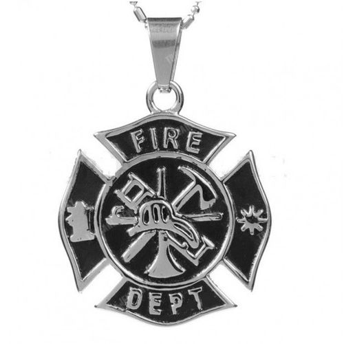 Pendentif Inox Pompier Fire Dept Logo Usa Homme Femme